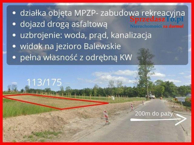 Działka rekreacyjna/MPZP, w+e+ks, 200m do jeziora, godzinę drogi od Trójmiasta