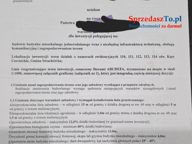 Sprzedam działkę rolną budowlaną z warunkami zabudowy Kąty Czernickie