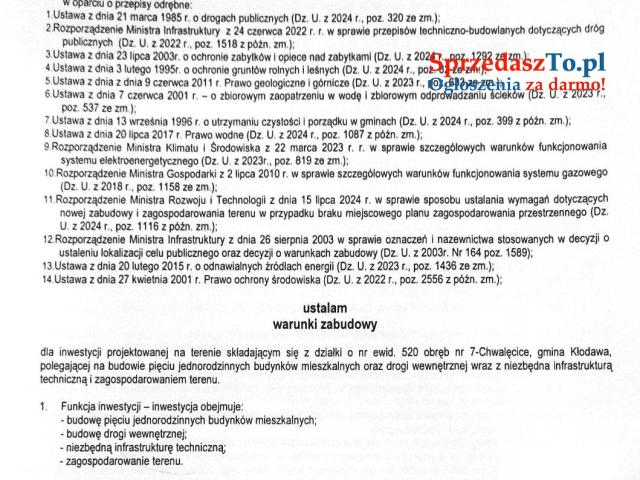 Działka w Chwalęcicach o powieszchni 87ar z możliwoscą budowy 5 domów