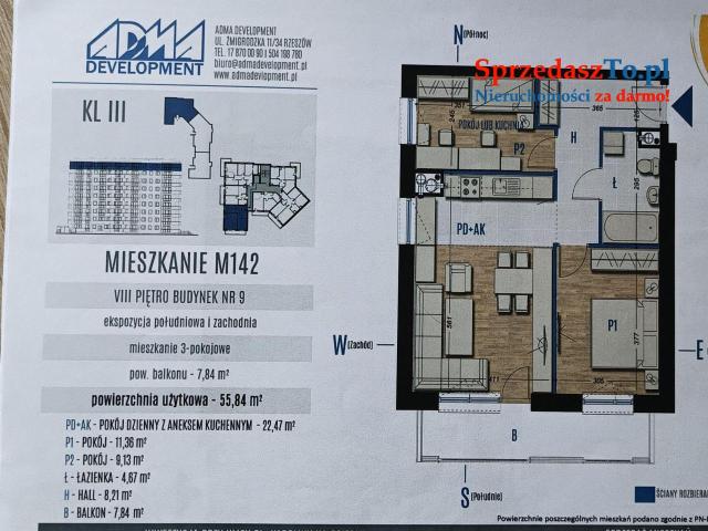 Mieszkanie 3 pokoje 55,76m2 garaż podziemny - 8